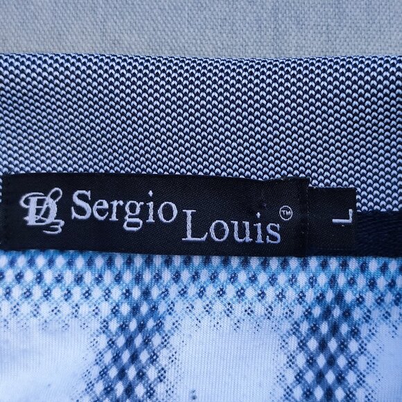 Sergio Louise Golf Polo shirt men size L blue and white colour geometric pattern - Picture 4 of 8